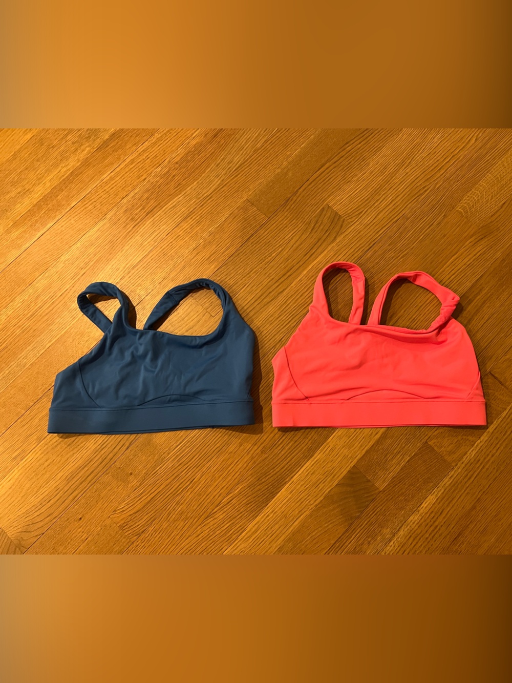 Athleta Women’s Sports Bra set of 2- Coral and Blue